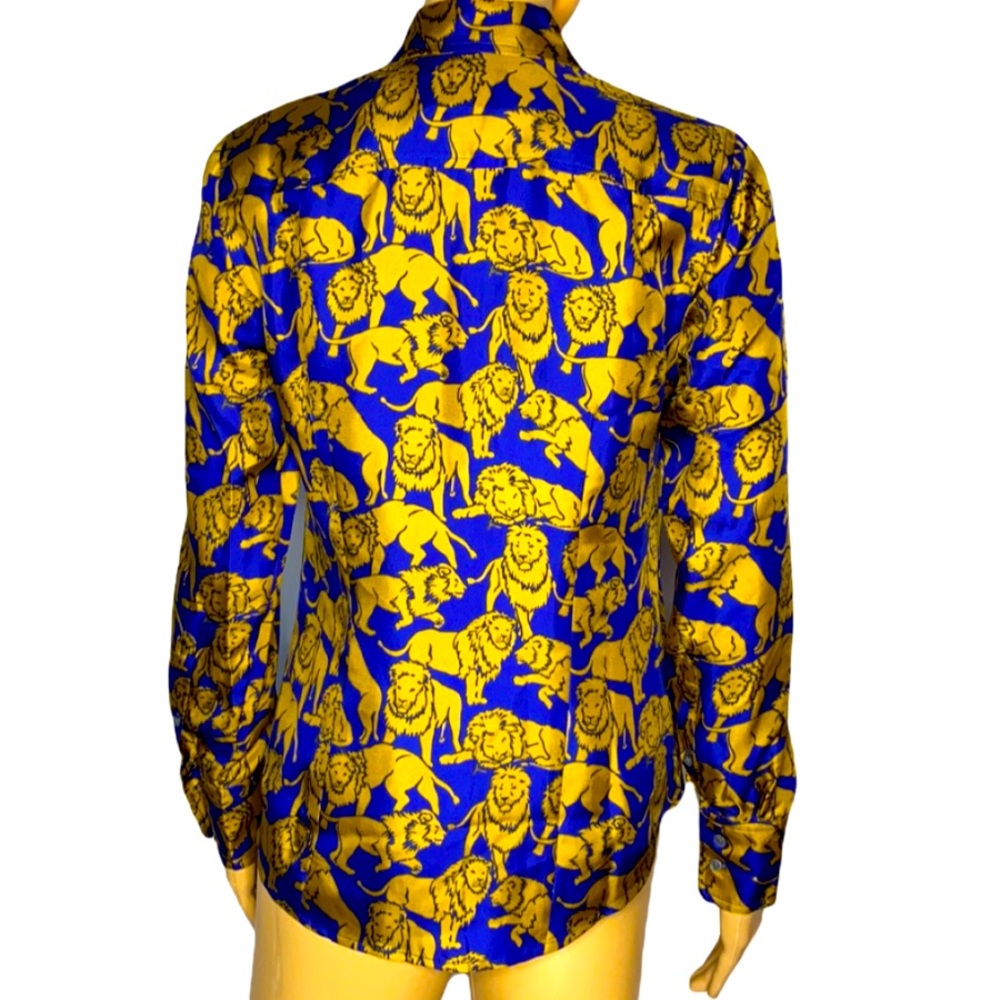 J.Crew Collection Royal Blue Gold
Lion Print Silk Shirt Blouse Size 0 - Picture 9 of 14
